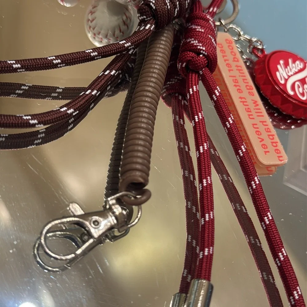 Coca-Cola Red and Brown Keychain Bag Baseball Charm - Picture 4 of 6